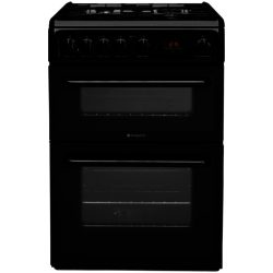 Hotpoint HAG60K 60cm Double Oven Gas Cooker in Black